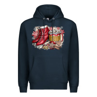 Navy Christmas Ice Skating Premium Hoodie - CowhideDigitalArt