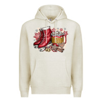 Oatmeal Heather Christmas Ice Skating Premium Hoodie - CowhideDigitalArt