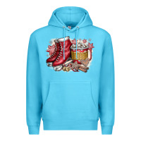 Ocean Blue Christmas Ice Skating Premium Hoodie - CowhideDigitalArt