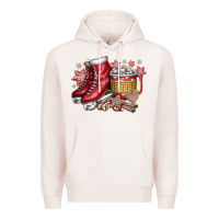 Pale Pink Christmas Ice Skating Premium Hoodie - CowhideDigitalArt