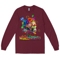 Burgundy Embrace neurodiversity Long Sleeve Tee - FaDigitalArtStudio