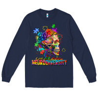 Navy Embrace neurodiversity Long Sleeve Tee - FaDigitalArtStudio