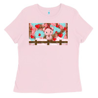 Bubblegum Pink cute pig Ladies Tee - TumblerDesignByShophia