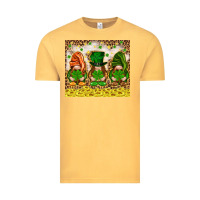 Vintage Mustard St. Patrick's Day gnomies with leopard tumbler Vintage Tee - HowdyJamesFarm