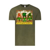 Vintage Olive St. Patrick's Day gnomies with leopard tumbler Vintage Tee - HowdyJamesFarm