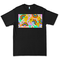 Black smile faces and rainbow and daisys Premium Tee - TumblerDesignByShophia
