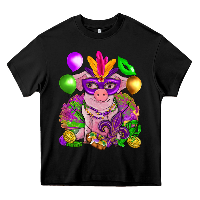 Mardi Gras Pig Heavy Core Tee by NancyCooperArtShop | Teevron