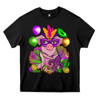 Black Mardi Gras pig Heavy Core Tee - NancyCooperArtShop