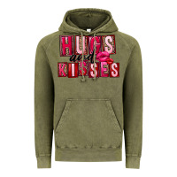Vintage Olive Hugs and kisses Valentine's Day Vintage Hoodie - FaDigitalArtStudio
