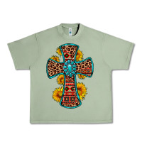 Oil Green gemstone sunflower leopard cross Urban Heavy Tee - OliviaCreatesArt