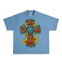 Pebble Blue gemstone sunflower leopard cross Urban Heavy Tee - OliviaCreatesArt