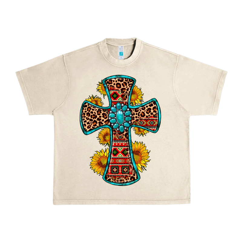 Gemstone Sunflower Leopard Cross Urban Heavy Tee by OliviaCreatesArt | Teevron