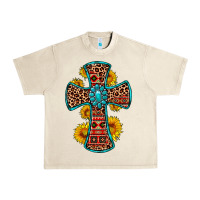 Sandshell gemstone sunflower leopard cross Urban Heavy Tee - OliviaCreatesArt