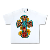 White gemstone sunflower leopard cross Urban Heavy Tee - OliviaCreatesArt