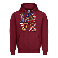 Burgundy patriotic sunflower love Zipper Hoodie - BarkalooDesign