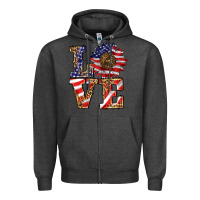 Charcoal Heather patriotic sunflower love Zipper Hoodie - BarkalooDesign
