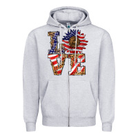 Heather Grey patriotic sunflower love Zipper Hoodie - BarkalooDesign