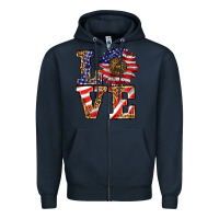 Navy patriotic sunflower love Zipper Hoodie - BarkalooDesign