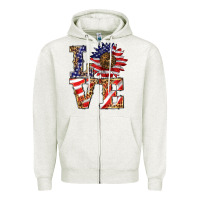 Oatmeal Heather patriotic sunflower love Zipper Hoodie - BarkalooDesign