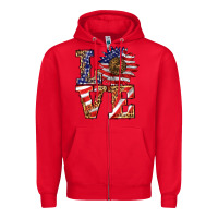 Red patriotic sunflower love Zipper Hoodie - BarkalooDesign