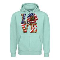Seafoam patriotic sunflower love Zipper Hoodie - BarkalooDesign