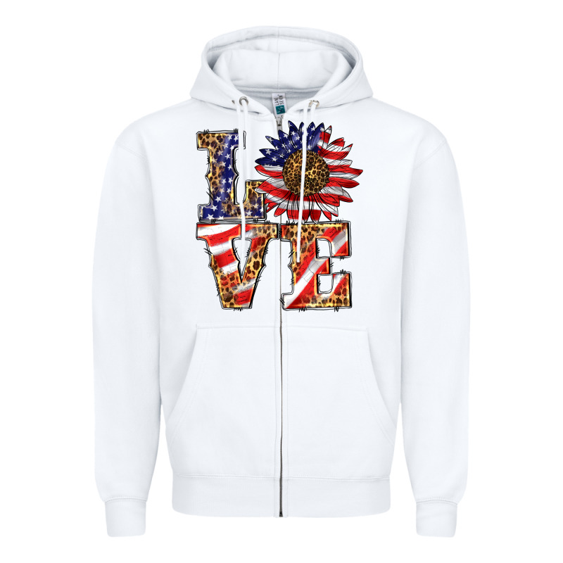Patriotic Sunflower Love Zipper Hoodie by BarkalooDesign | Teevron