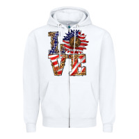 White patriotic sunflower love Zipper Hoodie - BarkalooDesign