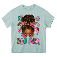Arona Afro Messy Bun Dog Mom Heavy Core Tee - texasbilliewilder