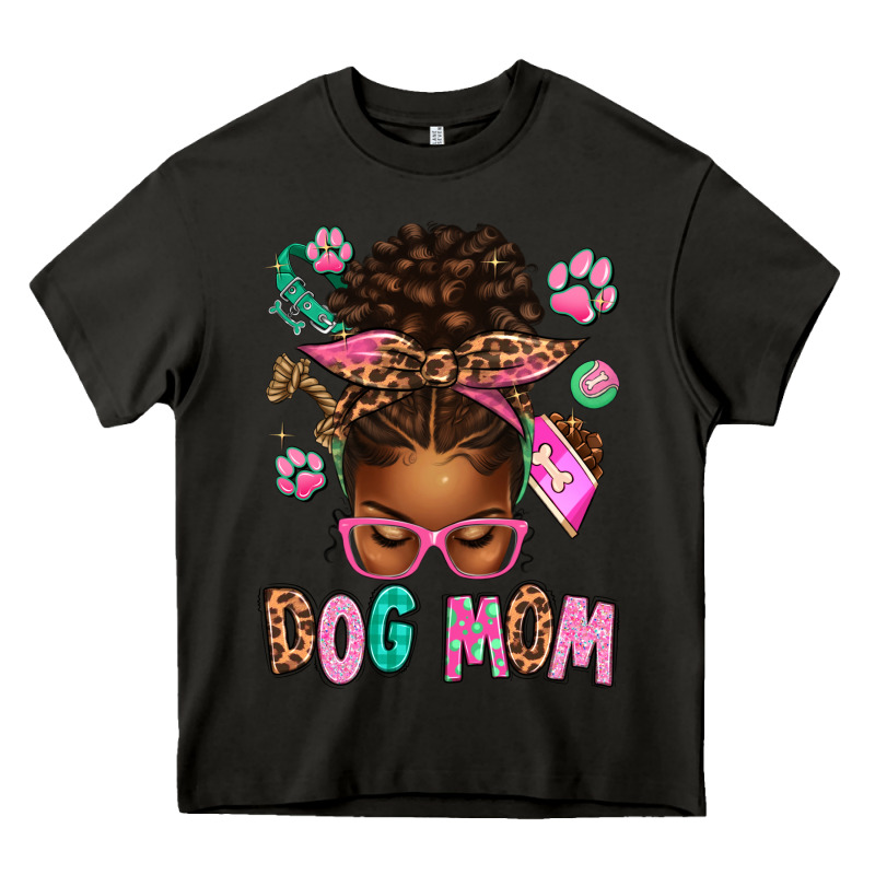 Afro Messy Bun Dog Mom Heavy Core Tee by texasbilliewilder | Teevron