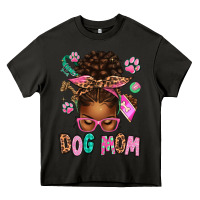 Asphalt Afro Messy Bun Dog Mom Heavy Core Tee - texasbilliewilder