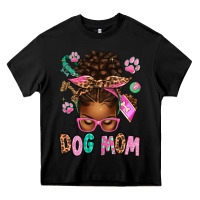 Black Afro Messy Bun Dog Mom Heavy Core Tee - texasbilliewilder