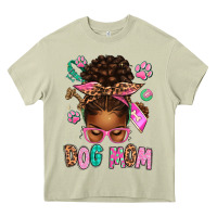 Mossy Afro Messy Bun Dog Mom Heavy Core Tee - texasbilliewilder