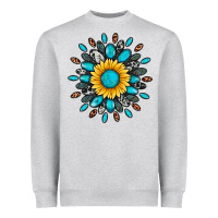 Heather Grey gemstone sunflower Heavyweight Sweatshirt - Artiststas