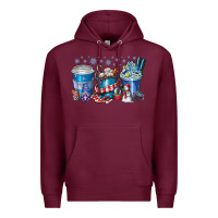 Burgundy Christmas Coffee Premium Hoodie - CowhideDigitalArt