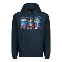 Navy Christmas Coffee Premium Hoodie - CowhideDigitalArt
