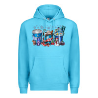 Ocean Blue Christmas Coffee Premium Hoodie - CowhideDigitalArt