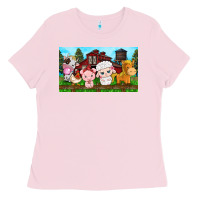 Bubblegum Pink cute farm animals Ladies Tee - TumblerDesignByShophia