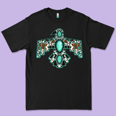 Cowhide Turquoise Thunderbird Premium Tee Designed By Jasminsmagicworld