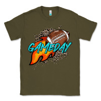 Army Green Game day leopard fire and ball Classic Tee - HowdyJamesFarm