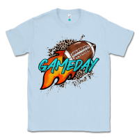 Dusty Blue Game day leopard fire and ball Classic Tee - HowdyJamesFarm
