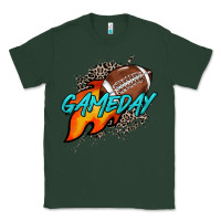 Sports Green Game day leopard fire and ball Classic Tee - HowdyJamesFarm