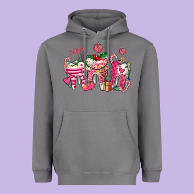 Pink Christmas Teeth Heavyweight Hoodie Designed By Adodesignshop