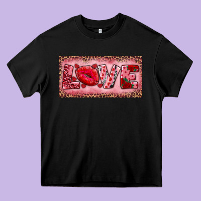 Pink Love Kiss Valentine's Day Heavy Core Tee Designed By Ranaportraitstore
