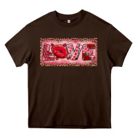 Chocolate Brown Pink Love Kiss Valentine's Day Heavy Core Tee - RanaPortraitStore