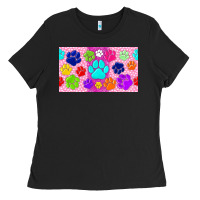 Black paw print Ladies Tee - TumblerDesignByShophia