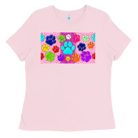 Bubblegum Pink paw print Ladies Tee - TumblerDesignByShophia