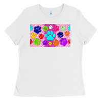 White paw print Ladies Tee - TumblerDesignByShophia