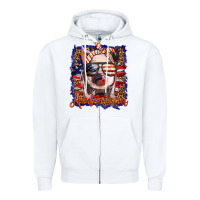 White amerıcan pig Zipper Hoodie - BarkalooDesign