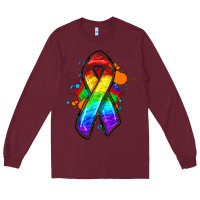 Burgundy Pride ribbon Long Sleeve Tee - FaDigitalArtStudio
