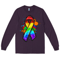 Plum Pride ribbon Long Sleeve Tee - FaDigitalArtStudio